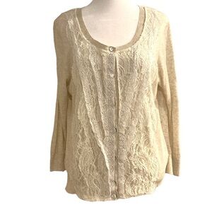 Banana Republic large cardigan lace brown button down